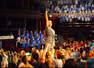 A group of youngsters acting out a Magna Carta scene